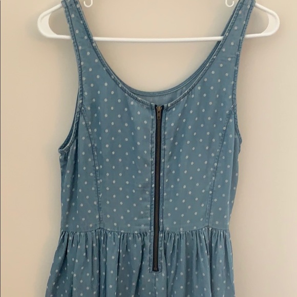 Francesca’s Denim Polka Dotted Dress - Picture 2 of 4